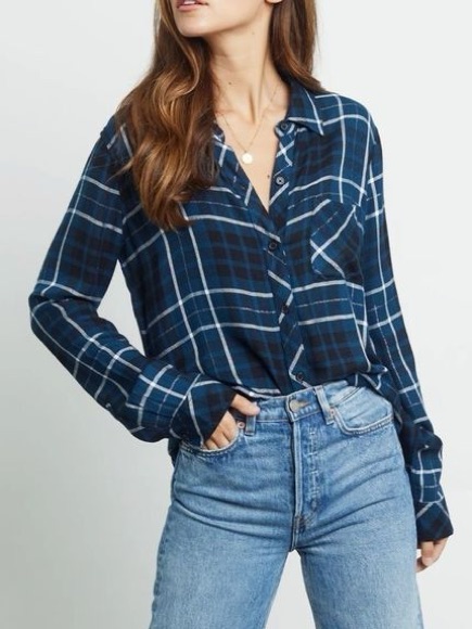 Rails Hunter Long Sleeve Plaid Button-Down Shirt In Twilight Azure